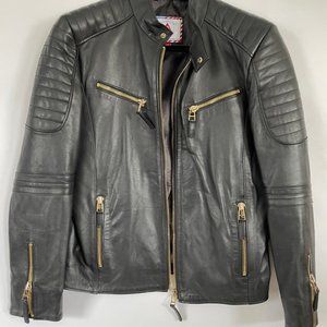 Black leather moto jacket